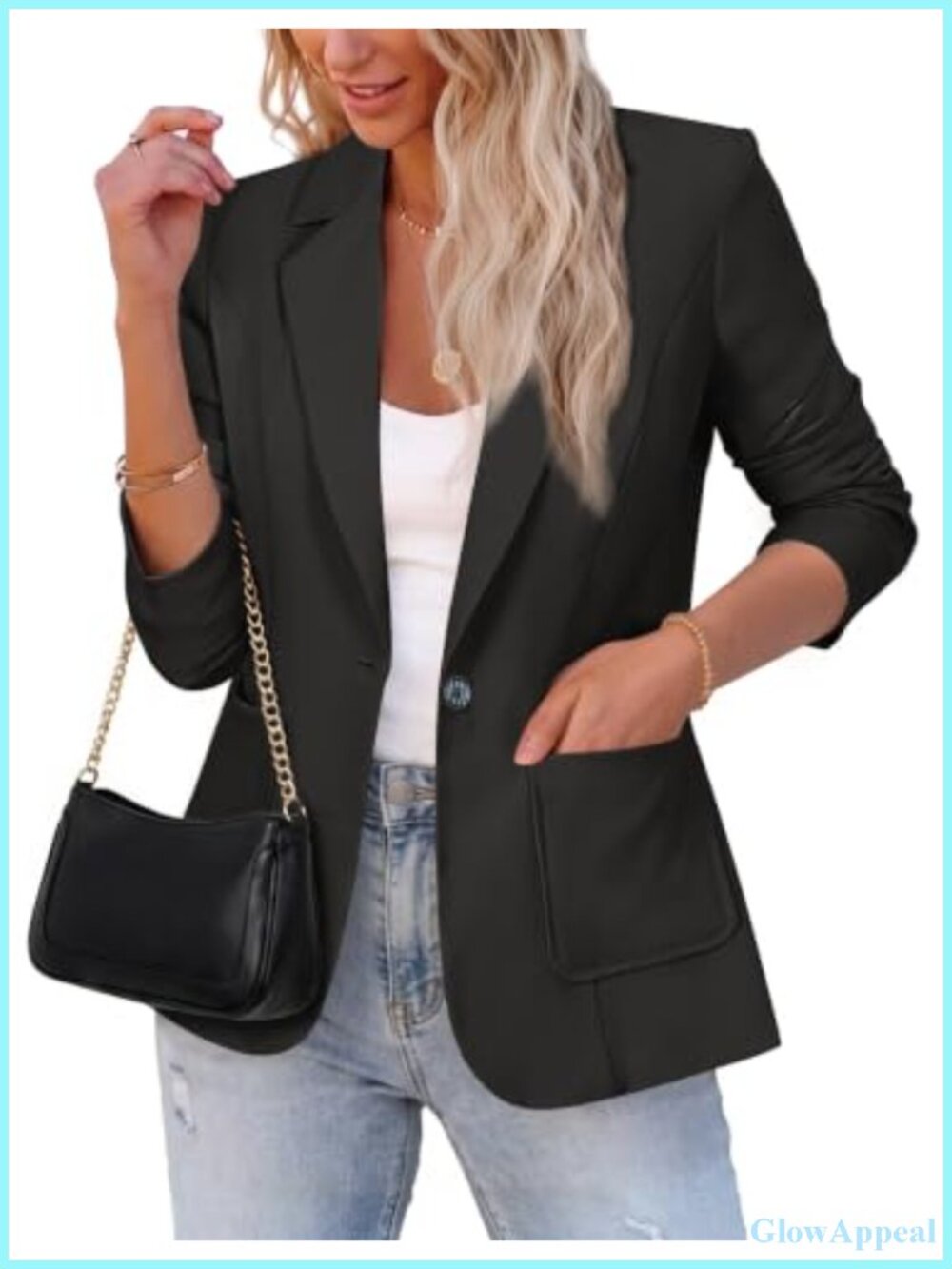 Long Sleeve Blazer Jacket Lightweight Breathable Work Casual Coat Pockets